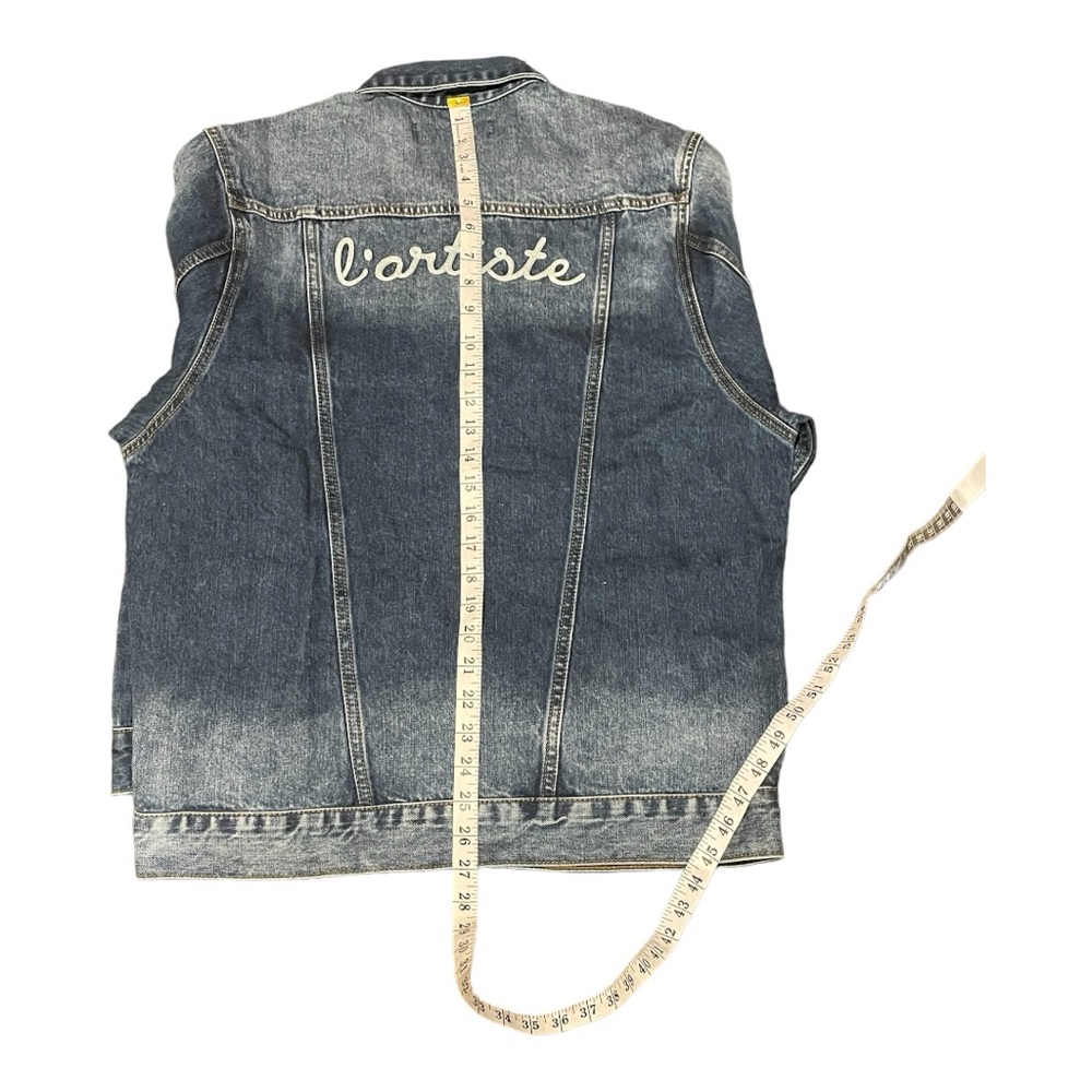 🆕 FREE PEOPLE - Sandrine Rose Oversized Denim Jacket “not yours” “l’artiste" - Picture 5 of 9